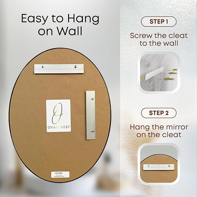 OVALCREST - Oval Wooden Beveled Wall Mirror for Home Decor, Bathroom, Vanity, Bedroom, Living Room, Hallway - London Style (Sunset Gold) 25.1 x 31.1