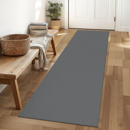 IOHOUZE Washable Runner Rug 2x6 Non Slip Runners for Hallways Entryway Runner Indoor, Kitchen Rugs Woven Cotton Floor Carpet for Kitchen Hall Entrance Bedroom, Dark Grey