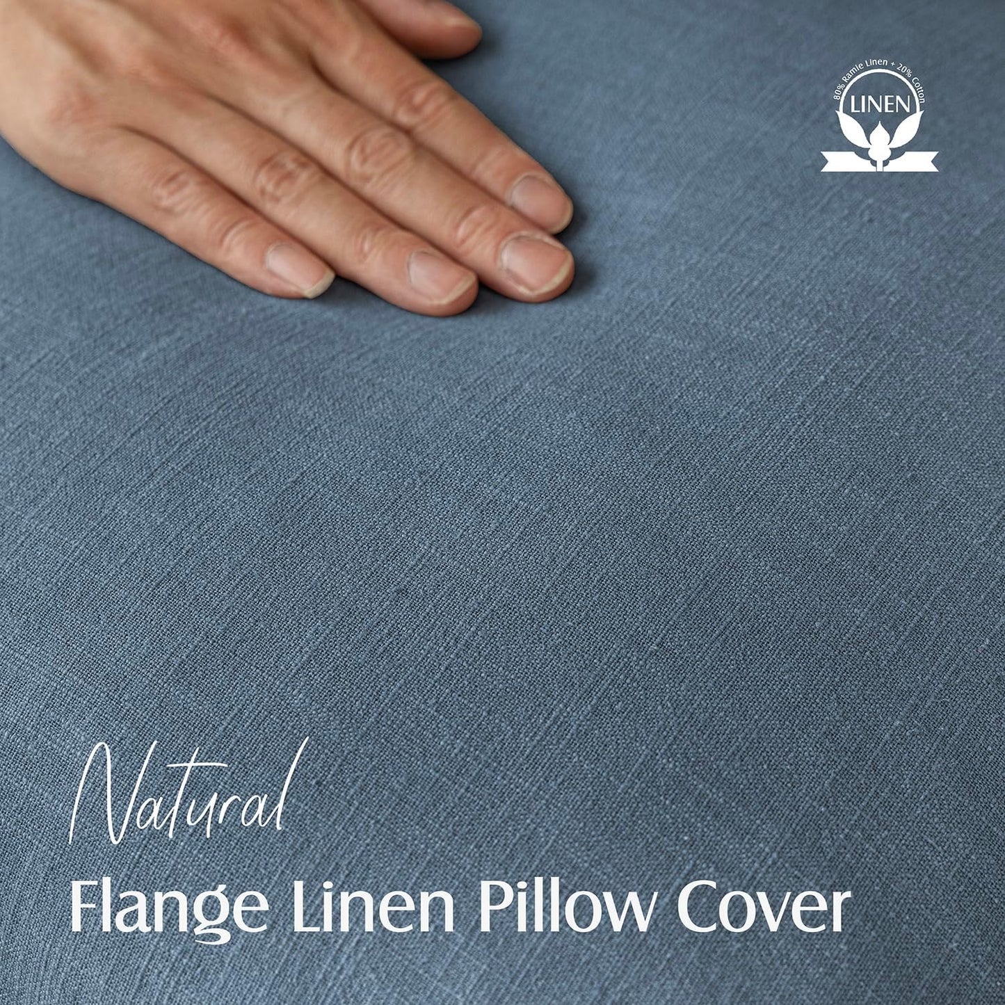 Foindtower Set of 2, Decorative Linen Soild Throw Pillow Covers Soft Accent Euro Cushion Case Boho Farmhouse Neutral Pillowcase for Couch Sofa Bedroom Living Room Home Decor 18 x 18 Inch Misty Blue