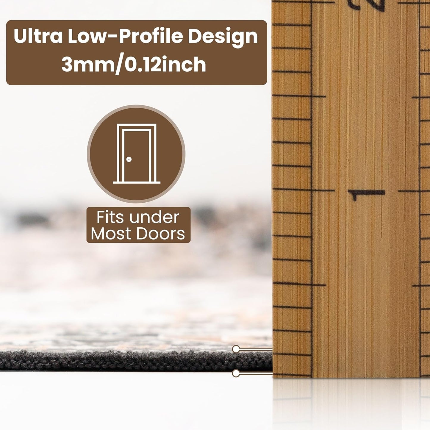 Washable Runner Rug 2x6 | Non Slip Rug Runners for Hallways, Entryways, Kitchens, Bathrooms, Bedrooms | Ultra-Soft Flannel Carpet Runners with Rubber Backing (Black Brown Cream, 2x6)