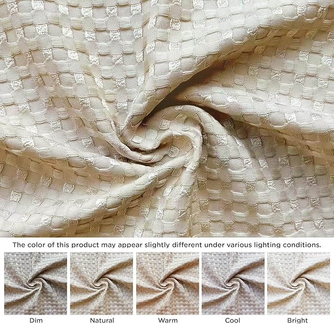 MIYE Pleated Waffle Weave Bed Skirt, Tailored Dust Ruffle 12 Inch Drop Easy Fit, Machine Washable,No Split Corners (Beige,Cal King - 12" Drop)