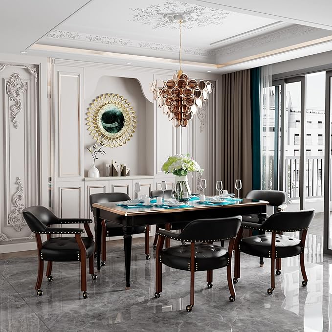 MODERION Dinning Chairs with Solid Wood Legs, Boss Caption's Chairs, Office Desk Chairs with Wheels, Classic Swivel Accent Chairs