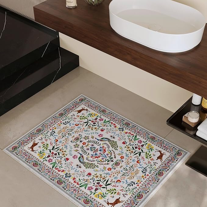 Entryway Rug 2x3 Rug Door Mat Indoor Entrance Washable Rug Small Non-Slip Low Pile Throw Rugs for Entryway, Kitchen, Front Door Indoor Entrance, Entry(Colorful)