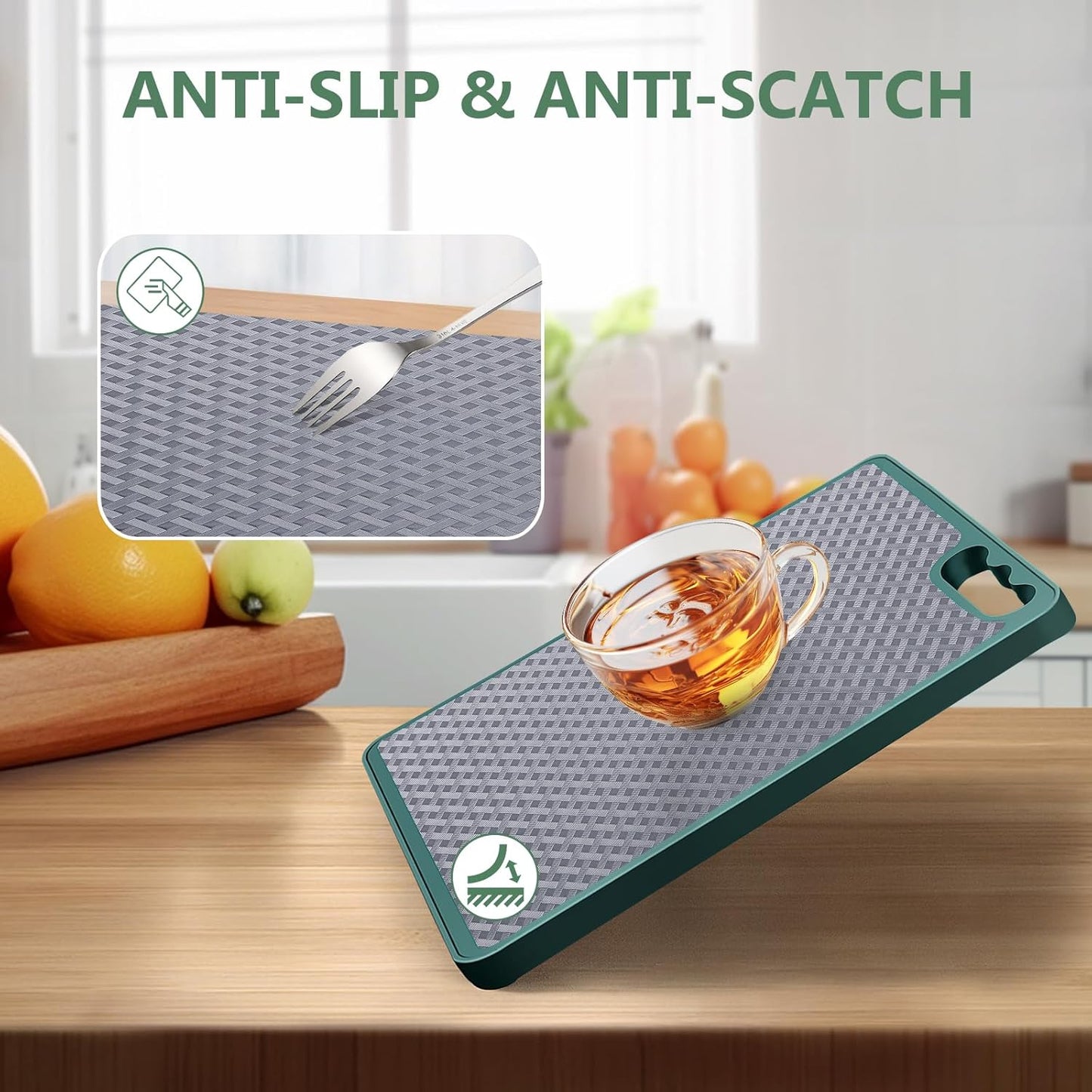 Shelf Liners, Non-Adhesive Drawer Liner, Waterproof & Oil-Proof Kitchen Cabinet Cupboard Liner Plastic EVA Material BPA Free Fridge Liner Mats Paper Protector for Shelves (Grey/16in x 240in)