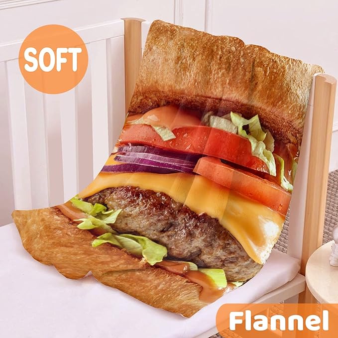 Hamburger Blanket Fleece Lightweight Throws Gift for Birthday Christmas Soft Flannel Blankets for All Season Bed Sofa Kid Size-40"x50"