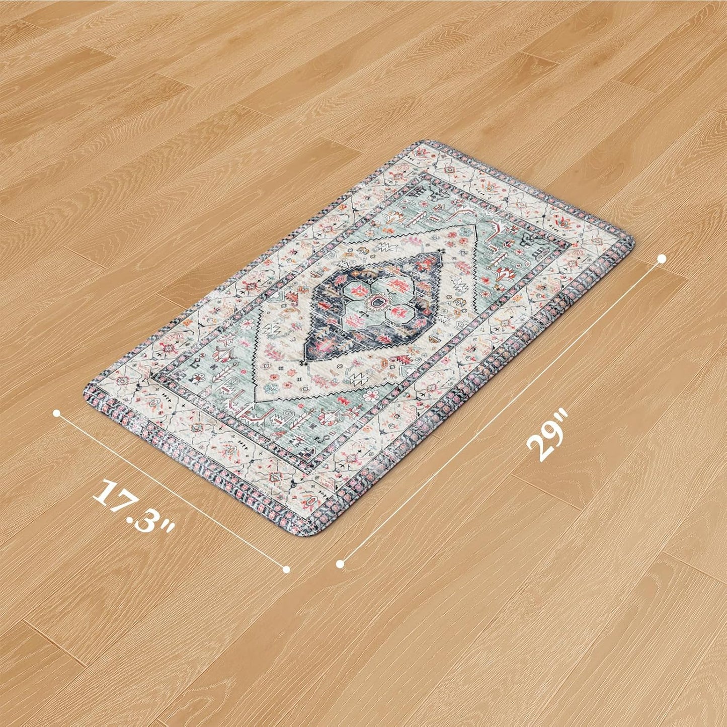 KIMODE Anti Fatigue Kitchen Mats for Floor,17.3" x 29" Vintage Blue Cushioned Kitchen Rugs,Non-Slip Waterproof Kitchen Sink Standing Mat Wipe Clean for Kitchen,Laundry Floor