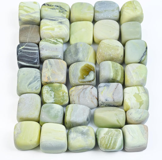 Crocon 1LB Serpentine Tumbled Stones and Crystals Bulk 2000+ Carats Natural Crystal Kit for Reiki Healing Crystal Polished, Tumble Stones, Chakra Balancing, Reiki Gift, Home Decor Size : 20-25 mm