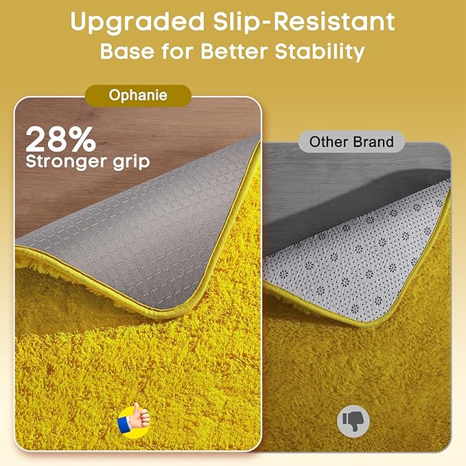 Ophanie Yellow Rugs for Living Room Bedroom, 5x8 Fluffy Fuzzy Furry Carpet, Plush Soft Shaggy Bedside Indoor Floor Area Rug for Kids Girls Boys Baby Teen Dorm Nursery Home Decor Aesthetic