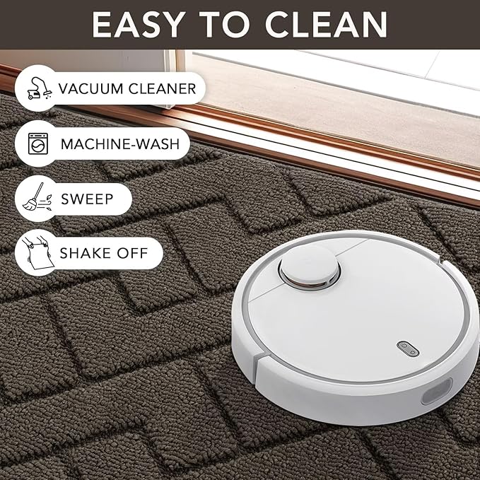 hicorfe Front Door Mat Outside Entrance,36"x59" Absorbent Muddy Dirt Resist Welcome Door Mats Outdoor Indoor,Stain and Fade Resistant,Non Slip Backing Entry Mat Doormat for Entryway(Latte)