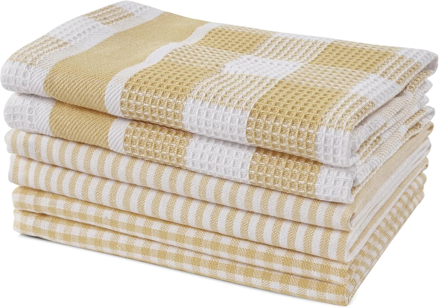 LANE LINEN 100% Cotton Dish Towels for Kitchen - 6 Pack Dish Cloths for Washing Dishes, Ultra Soft Quick Drying Kitchen Dish Cloths, Reusable Dish Rags for Washing Dishes, 12"x12" - Beige