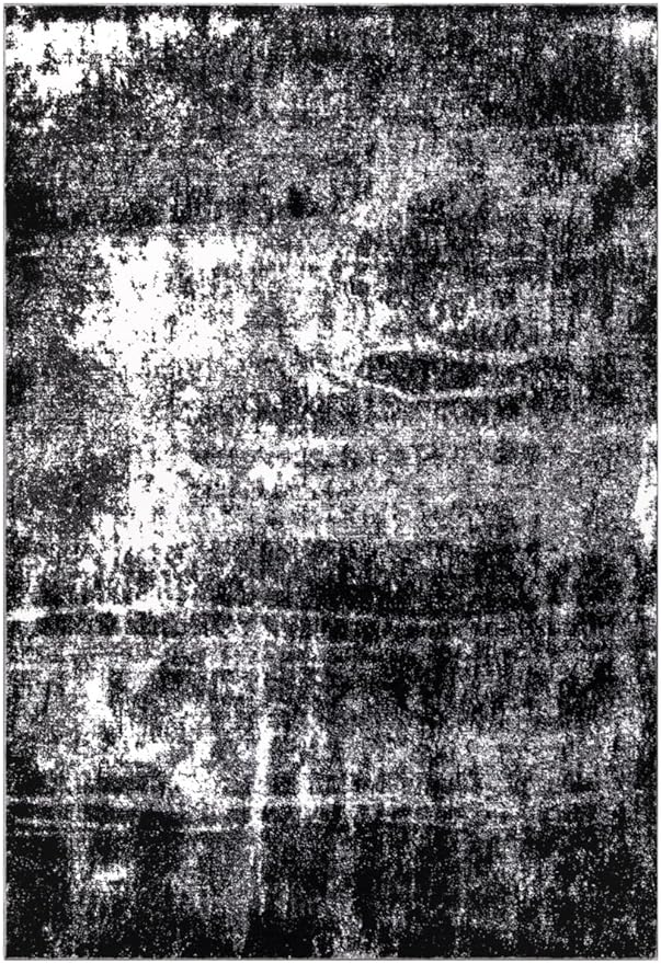 Keen Home Design Area Rugs - 8x10 Non-Shedding, Abstract Rugs for Kitchen, Living Room, Bedroom, Dining Room, Entryway - Size: 7'3" x 10'2", Abstract Black