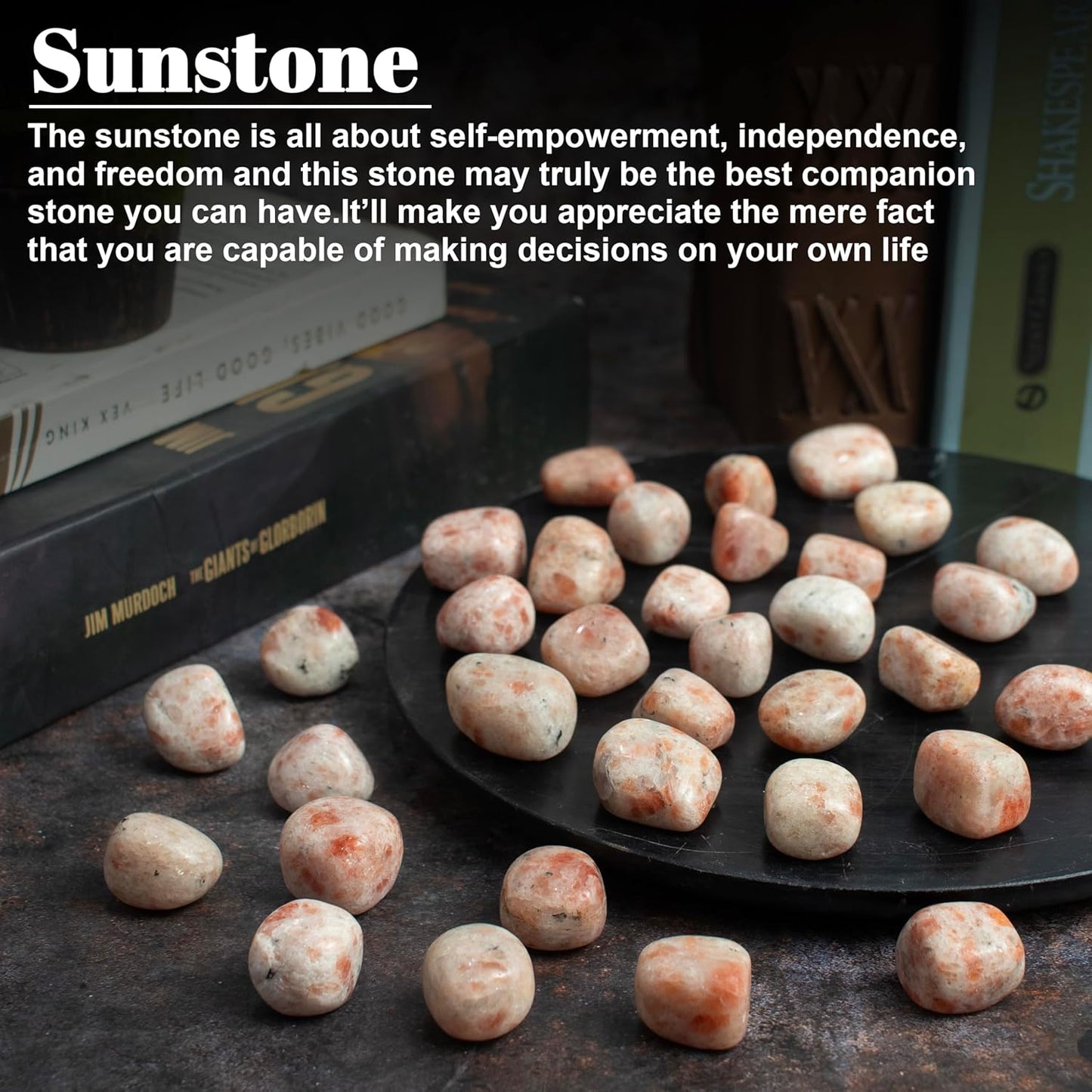 Crocon (2200+ Carats) Sunstone Tumbled Stones and Crystals bulk Natural Crystal Kit for Reiki Healing Crystal Polished, Tumble Stones, Chakra Balancing, Reiki Gift, Home Decor Size : 20-25 mm