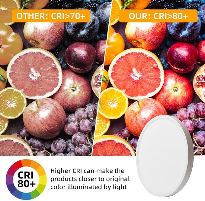 Hlite 6pack 12 inch Flush Mount LED Ceiling Light Fixture,24W 2400LM Super Slim Light Fixtures Ceiling Mount 3000K/4000K/5000K 3CCT Selectable,Light Fixtures for Kitchen,Bedroom (White)