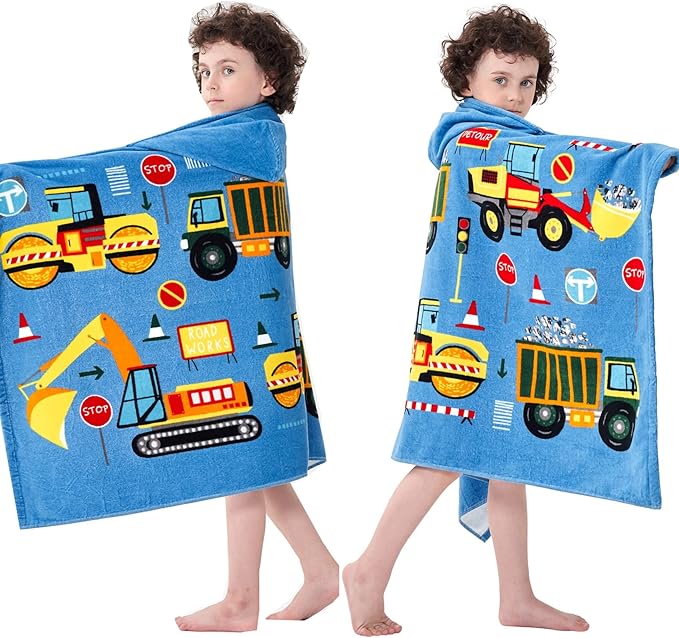 Kids Bath Towels, Kids Towel Girls Boys Hooded Beach,Bathroom,Pool Swim Towels 30 × 50 INCH Large Size Ultra Absorbent Cute Cartoon Animal Full Vitality 100% Cotton Wearable Wrap for Child
