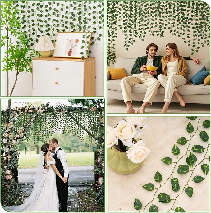 12 Pack 86Ft Fake Plants Artificial Vines for Room Decor, Faux ivy Greenery Garland for Home teen girls bedroom living Aesthetic Farmhouse Dorm Wall Decoration, Wedding Easter Christmas Party Gift