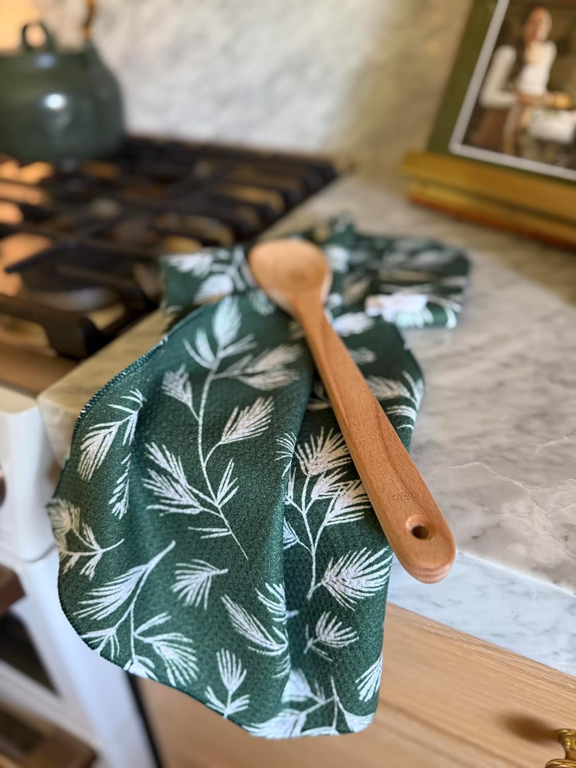 2 Pack || Double Sided|| Not Your Ordinary Kitchen Towels || Dish Towels || Quick Dry || Waffle Weave Microfiber || Designer Prints || Highly Absorbent || Hanging Hook (Forest Christmas)