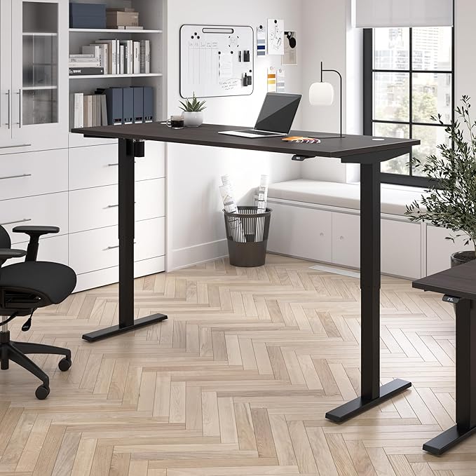 Bush Business Furniture Move 40 Series 72W x 30D Electric Height Adjustable Standing Desk in Storm Gray with Black Base, Ergonomic Sit-Stand Computer Table for Home and Professional Office