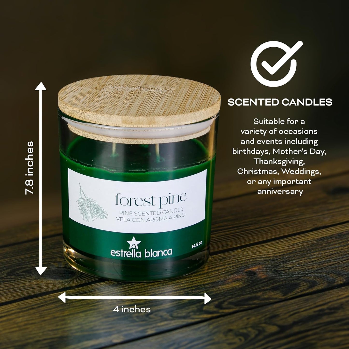 Forest Pine Candle – 14.5oz Soy Wax Scented Jar Candle with Long-Lasting Burn, Fresh Woodsy Aroma for Home, Office & Everyday Relaxation