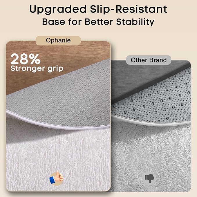 Ophanie Round Rug 8Ft White Circle Area Rug, Aesthetic Room Decor, Fluffy Fuzzy Bedroom Carpet, Plush Soft Shaggy Living Room Rugs for Kids Home Decor, Nursery