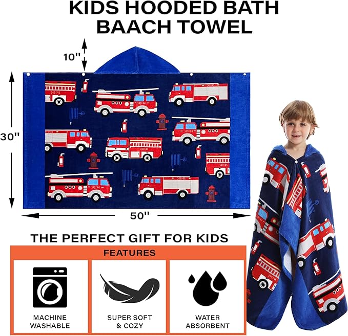 Kids Bath Towels, Kids Towel Girls Boys Hooded Beach,Bathroom,Pool Swim Towels 30 × 50 INCH Large Size Ultra Absorbent Cute Cartoon Animal Full Vitality 100% Cotton Wearable Wrap for Child
