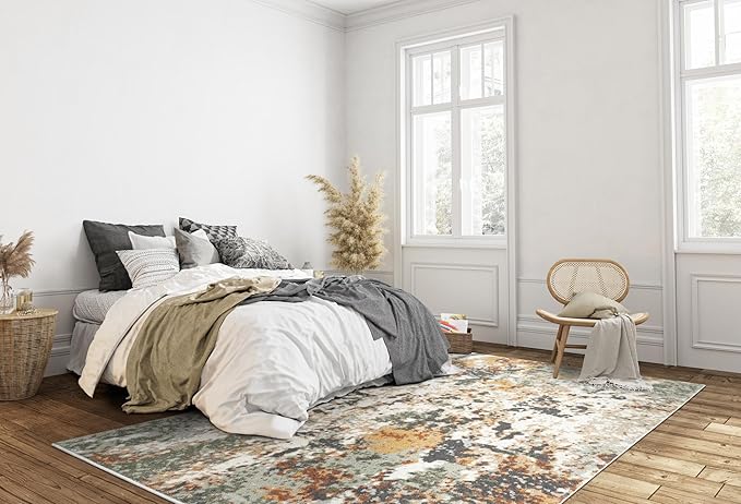 Keen Home Design Area Rugs - 8x10 Non-Shedding, Abstract Rugs for Kitchen, Living Room, Bedroom, Dining Room, Entryway - Size: 7'3" x 10'2", Multi