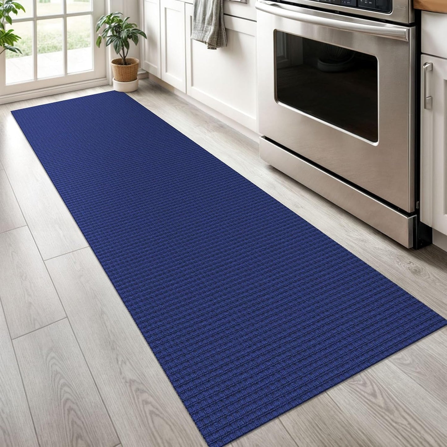 KOZYFLY Runners for Hallways 2x6 ft Washable Kitchen Runner Non Slip Rubber Backed Hall Runners Cotton Entryway Runner Rugs Floor Carpet for Indoor Backdoor Bedroom Kitchen, Royal Blue/Navy