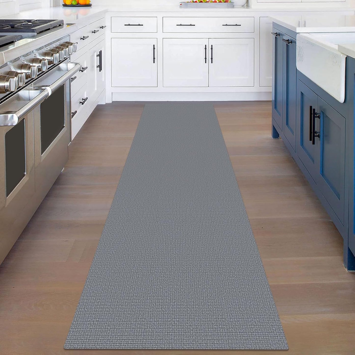 KOZYFLY Washable Runner Rug 2x8 Ft Runners for Hallways Non Slip Kitchen Runner Rugs Braided Cotton Entryway Runner Indoor, Carpet Runners for Hallway Entryway Bedroom, Grey