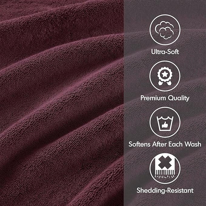 Madison Park 800GSM Bathroom Towel Set of 8 100% Cotton Bath Towel Set for Bathroom Luxurious Highly Absorbent 2 Bath Towels 2 Hand Towels 4 Washcloths Quick Dry Spa Quality Burgundy
