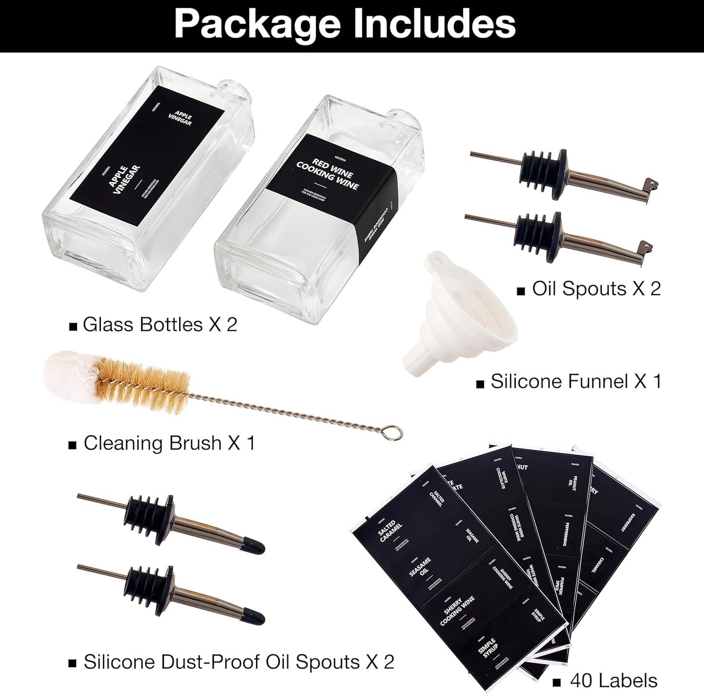 Olive Oil Dispenser Bottle for Kitchen, 16.9 oz/ 500 ml Cooking Oil Container, Glass Oil Dispenser Set, Glass Cruet for Oil with Pourer Spouts, Coffee Syrup Dispenser