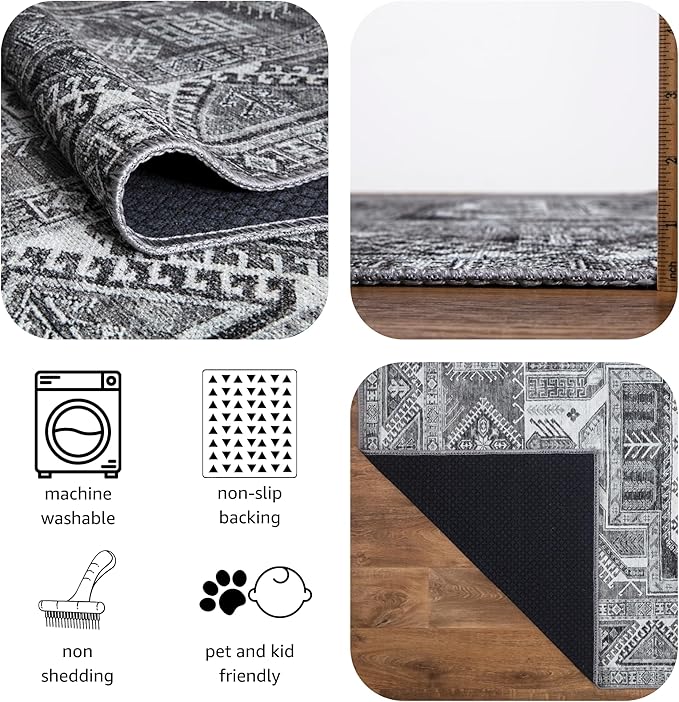 Keen Home Design 9x12 Rug - Machine Washable Area Rug with Non-Slip Backing, Ideal for Living Room, Dining Room, Bedroom - Vintage, Easy Clean, Durable, Low Pile - (9' x 12')
