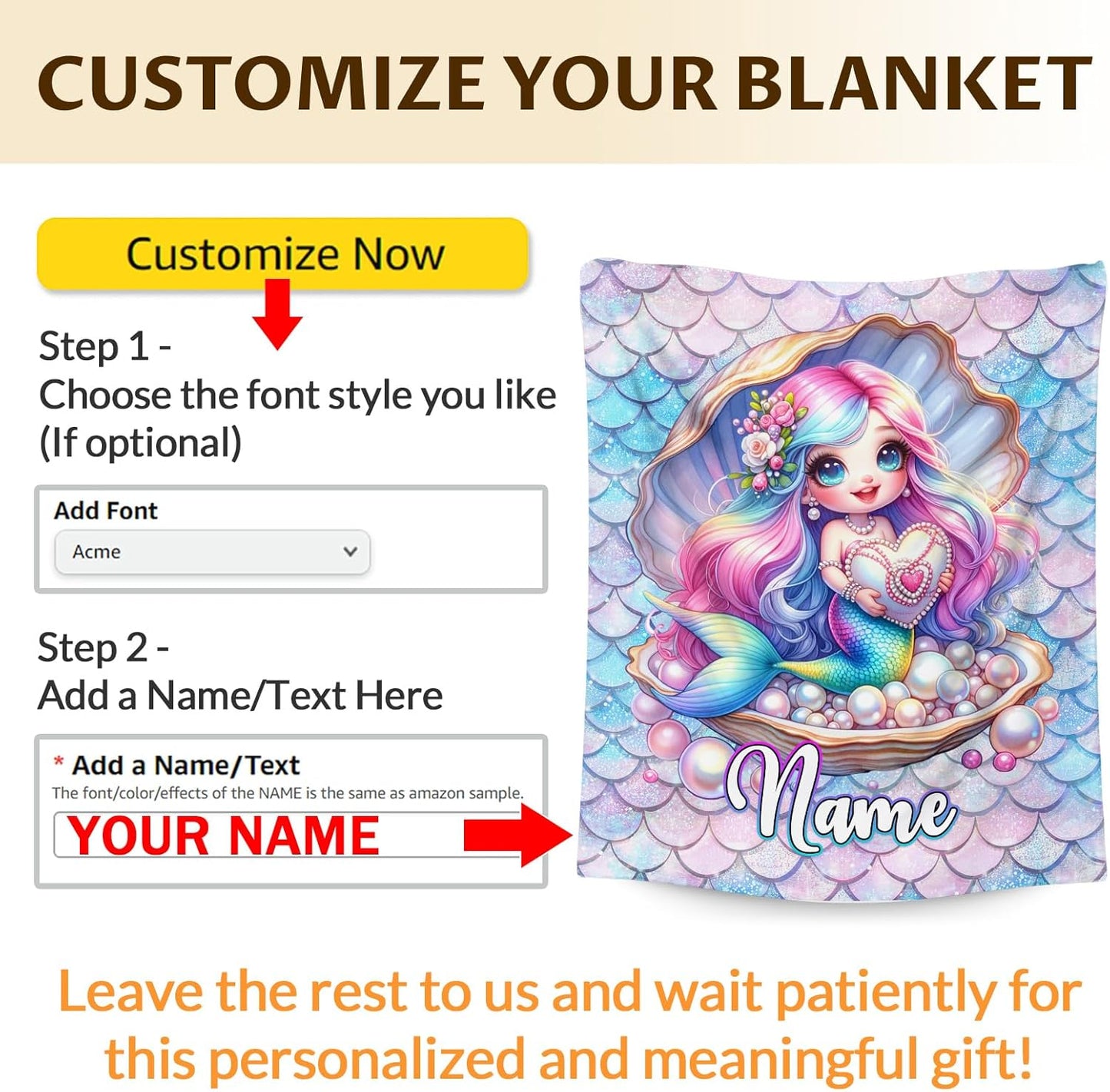 Kids Blanket for Girls Women Personalized Mermaid Blanket for Gift, Warm Cozy Throw Blankets for Living Room Bed Sofa Travel
