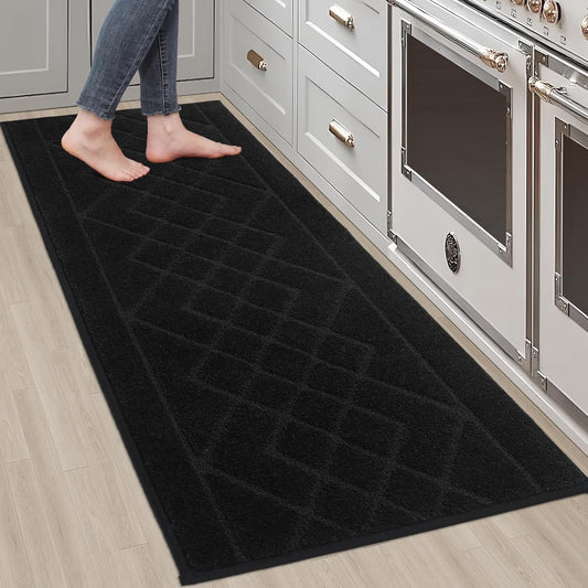 BEQHAUSE Kitchen Runner Rug 20”x59” Washable Non Slip Kitchen Mats for Floor Absorbent Soft Kitchen Rugs for Floor,Sink,Hallway,Laundry,Black