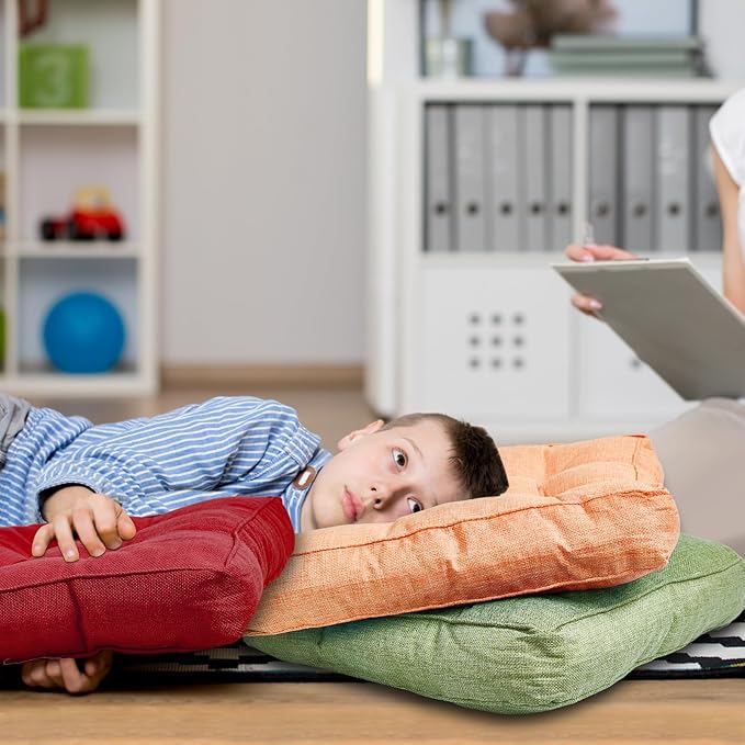 Juexica 8 Pcs Floor Cushions for Kids Floor Pillows Flexible Seating Cushions 3.5'' Thick Flexible Seating Classroom Furniture Meditation Seat Pillows for Home Nursery Yoga Decor(Colorful,Square)