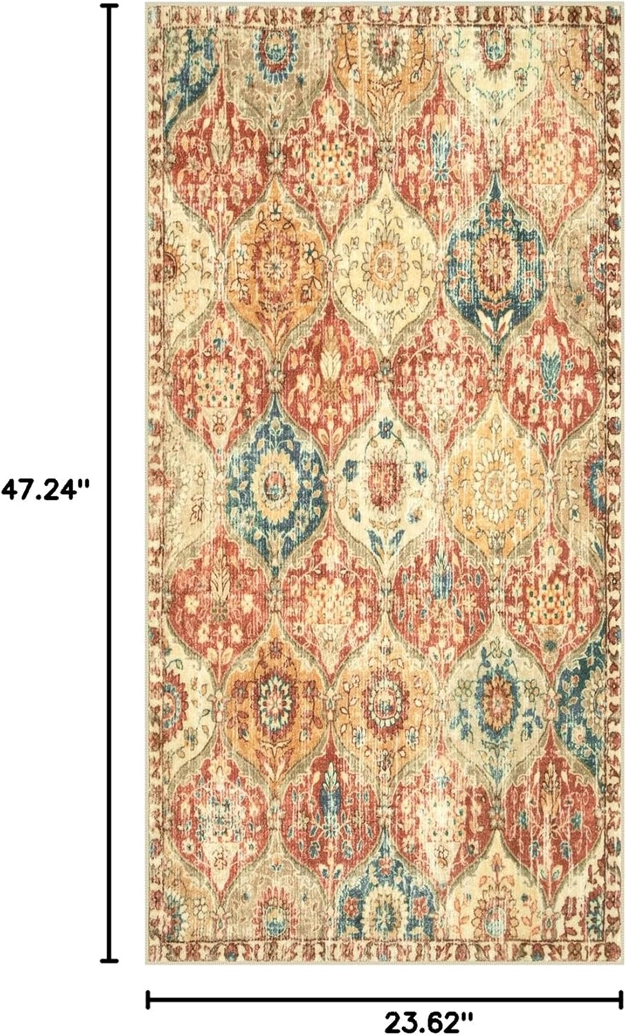 Lahome Kitchen Rugs Non Slip Washable Rugs for Entryway, 2x4 Rug Non-Slip Moroccan Trellis Ultra-Thin Indoor Door Mat Small Carpet for Bathroom Bedroom Entry, Red/Orange