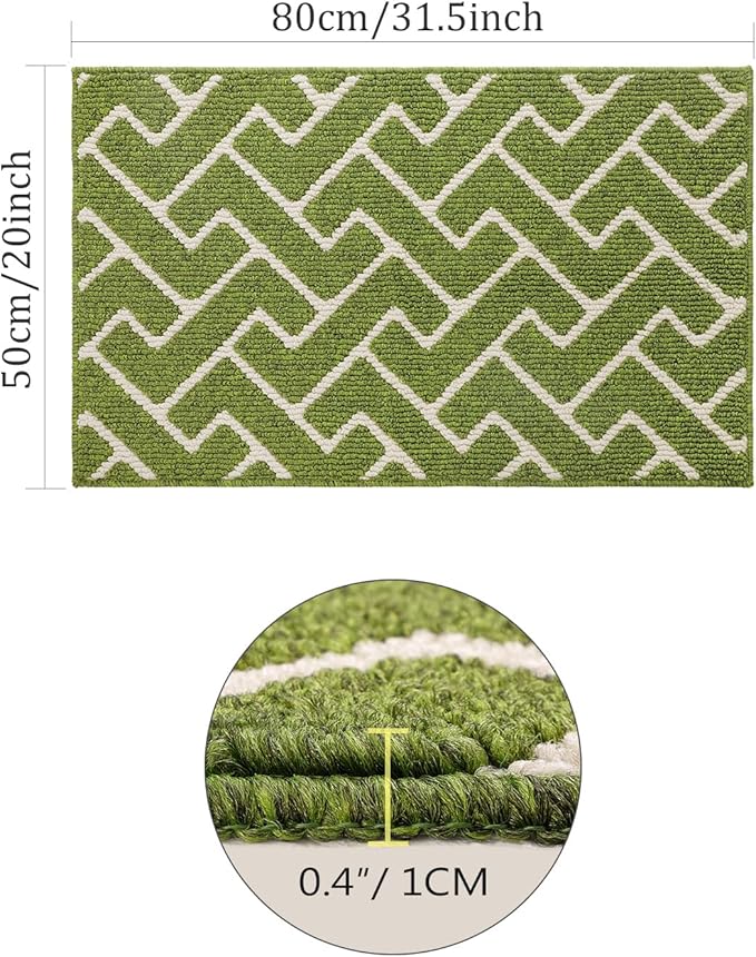 hicorfe Kitchen Rugs and Mats Sets,Super Absorbent Polypropylene Non-Slip Rug,Soft Comfort Floor Mat,Washable for Kitchen,Hallway,Office,Sink,Laundry(20" x 31.5",Sage Green)