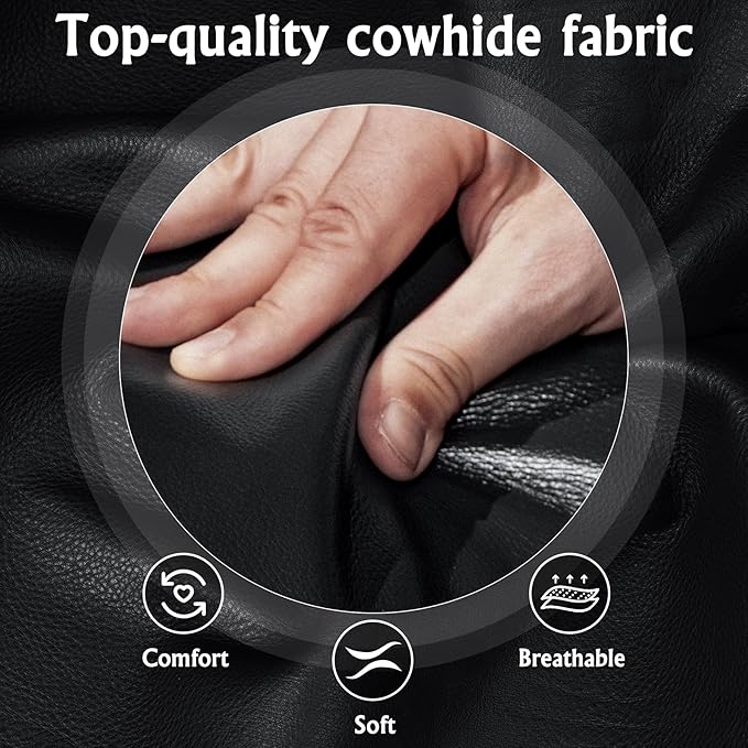 Home Theater Seating, Living Room, Powered Headrest, Powered Lumbar, Italian Leather, Powered Recline, Single Recliner (Black, Row of 1)