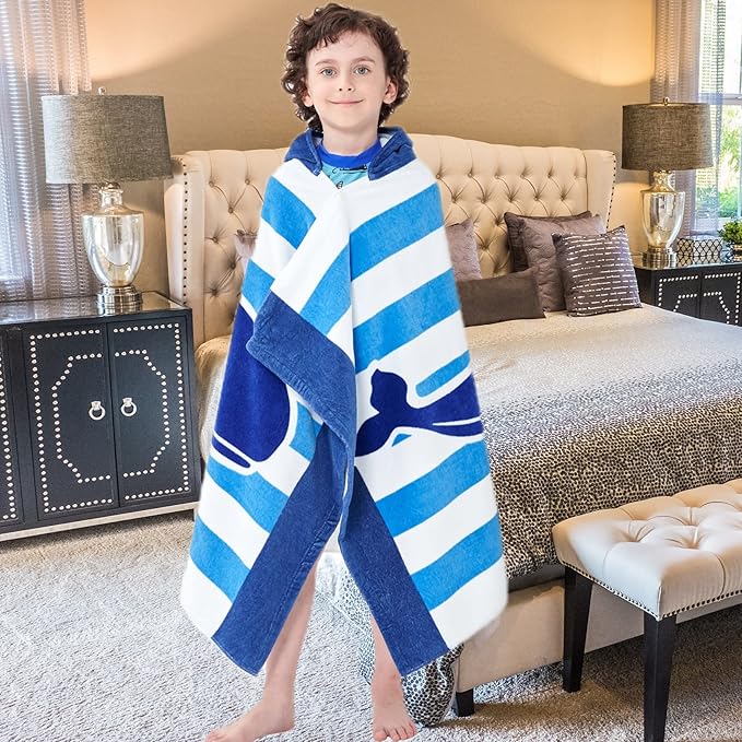 Kids Bath Towels, Kids Towel Girls Boys Hooded Beach,Bathroom,Pool Swim Towels 30 × 50 INCH Large Size Ultra Absorbent Cute Cartoon Animal Full Vitality 100% Cotton Wearable Wrap for Child