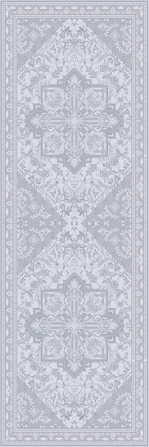 Washable Runner Rug 2x6 | Non Slip Rug Runners for Hallways, Entryways, Kitchens, Bathrooms, Bedrooms | Ultra-Soft Flannel Carpet Runners with Rubber Backing (Glacier Grey, 2x6)