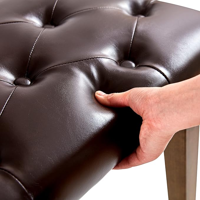 HUIMO Button-Tufted Bench for End of Bed, Entryway Bench with Upholstered Linen Fabric, Ottoman Bench for Living Room,Dining Bench for Kitchen(Brown)