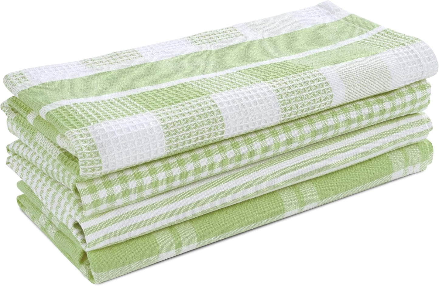 LANE LINEN 100% Cotton Kitchen Dish Cloths, Ultra Soft Absorbent Quick Drying Dish Towels, Multiweave Wash Cloths Dish Towel Sets, 13x28 Inches, 4 Pack - Sage Green