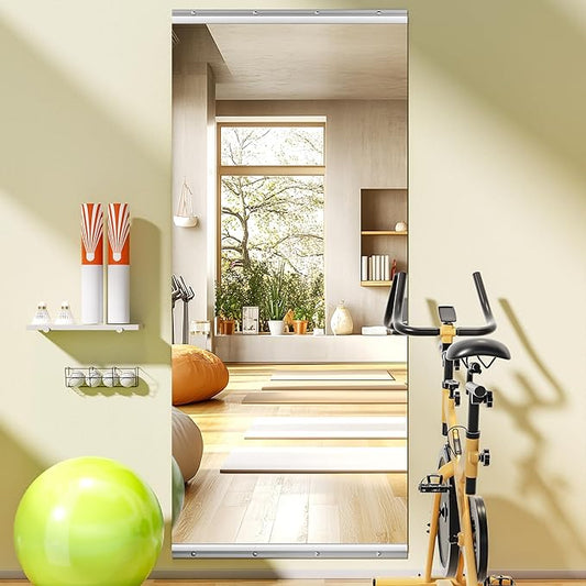 Home Gym Mirror, 71'' x 32'' x 1PCS, Large Full Body Mirror for Yoga, Frameless Tempered Glass, Wall Mounted for Home Gym, Garage, Bedroom, Bathroom