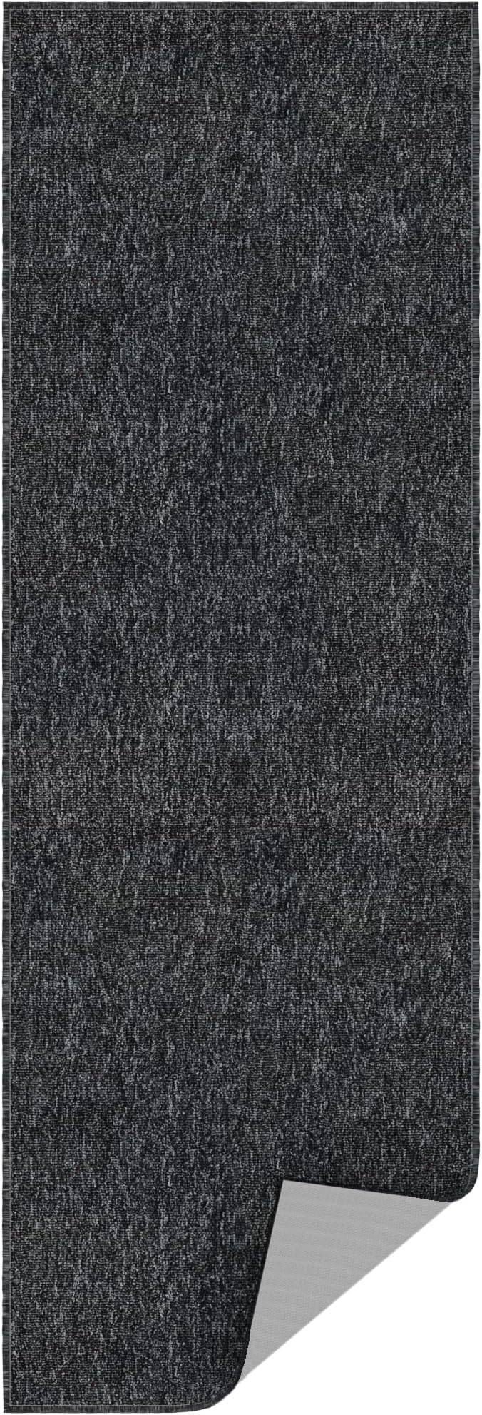 Ottomanson 20" x 59" Ultra-Thin Hallway Runner Rug - Durable Non-Slip Carpet for High-Traffic Areas - Fits Under Doors for Seamless Entry - Ideal for Kitchen, Entryway, Bedroom & Living Room, Black