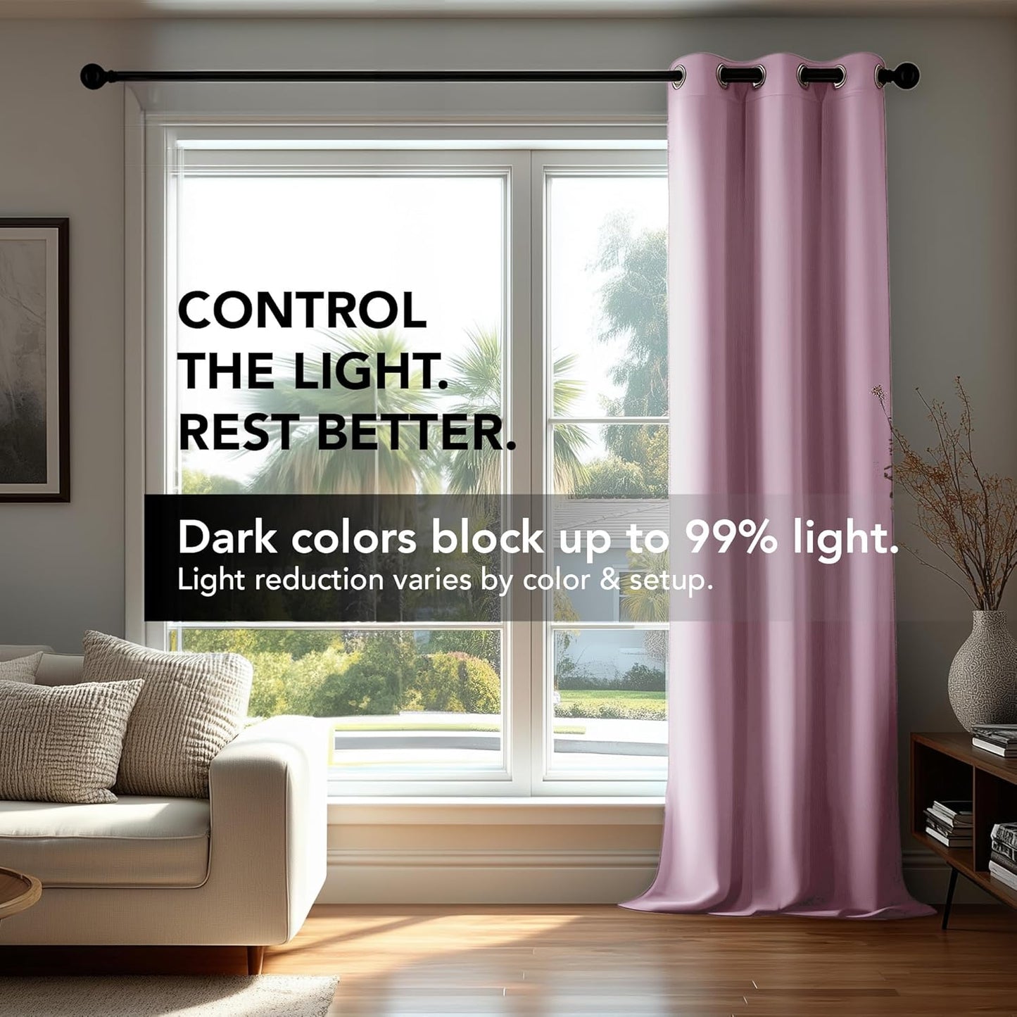 Deconovo Blackout Curtains for Bedroom – Set of 2 42W x 72L Inch Thermal Insulated & Noise Reducing Panels–Home Window Room Darkening Sustainable Grommet Drapes for Living Room and Nursery, Lavender