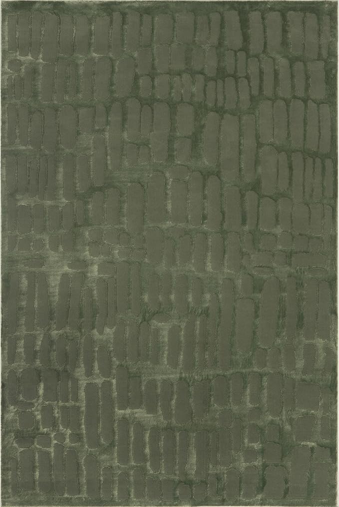 nuLOOM 5' x 8' Indoor Area Rug, 100% Recycled PET, Machine Washable, Oeko-TEX Certified, Medium Pile, Pet-Friendly, Belen Modern Abstract Forest Green