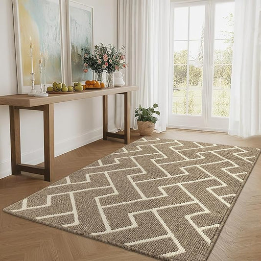 hicorfe Kitchen Rugs and Mats,Kitchen Mats for Floor,47"x71" Non Slip Runner Rug,Absorbent Resist Dirt Comfort Standing Mat Machine Washable for Entryway,Hallway,Front of Sink(Beige)