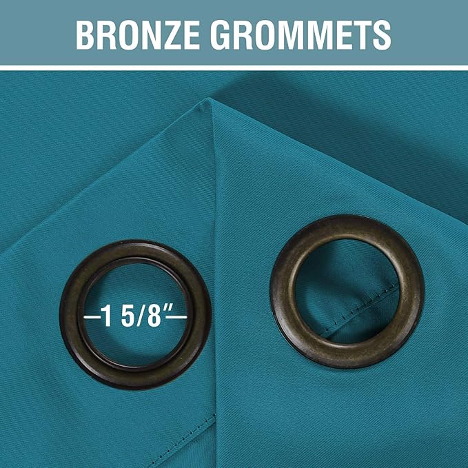 H.VERSAILTEX Blackout Curtains Drapes 63 Inch Length for Bedroom/Living Room, Thermal Insulated Small Curtain for Bedroom, Grommet Top - Solid in Turquoise Blue (One Panel), 52"W x 63"L