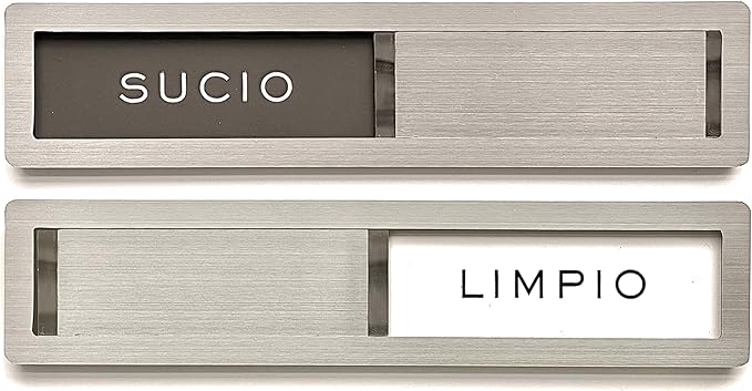 Dishwasher Magnet Clean Dirty Sign (Spanish), Limpio Sucio, Kubik Letters Premium Stainless Steel Grade 304, Kitchen Organizers and Storage Decor Accessories, Extra Adhesive Tapes Included