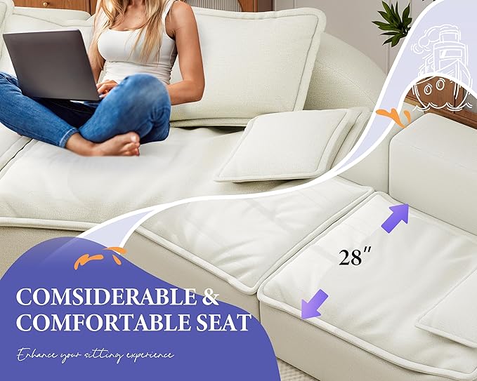 Hobestluk Sectional Sofa Couches 2-Seater Modular Sofa, 87'' Comfy Loveseat with Throw, Deep Seat Small Sofa for Compact Space, Memory Foam Sectional Couches for Living Room, Office, Apartment