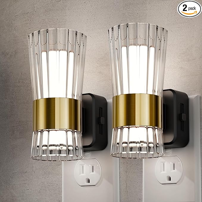 Night Lights Plug into Wall, Home Decor, Decorative Night Light with Dusk to Dawn Light Sensor, Daylight White 5000K, 0-100LM Adjustable Brightness, Unique Design for Use in Bedroom, Hallways, 2 Pack