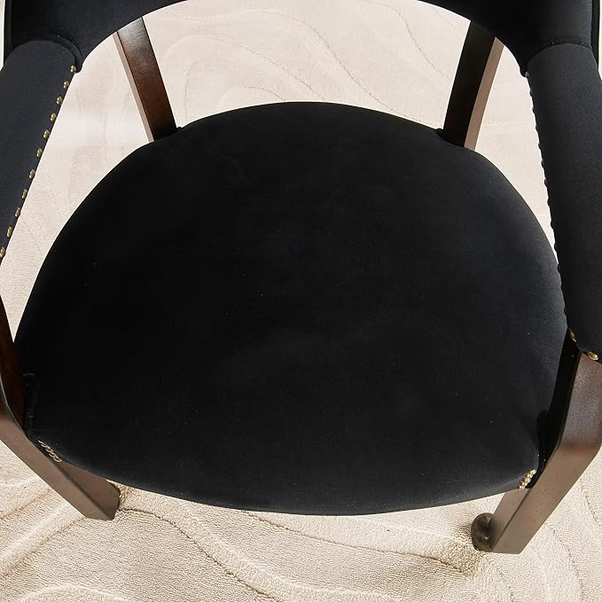 MODERION Dinning Chairs with Wheels and Arms Set of 4, Solid Wood Office Desk Chairs with Frosted Velvet Upholstered, Classic Swivel Accent Chairs, 31.5" H Boss Caption's Chair, Black, XXY-HT22-BK